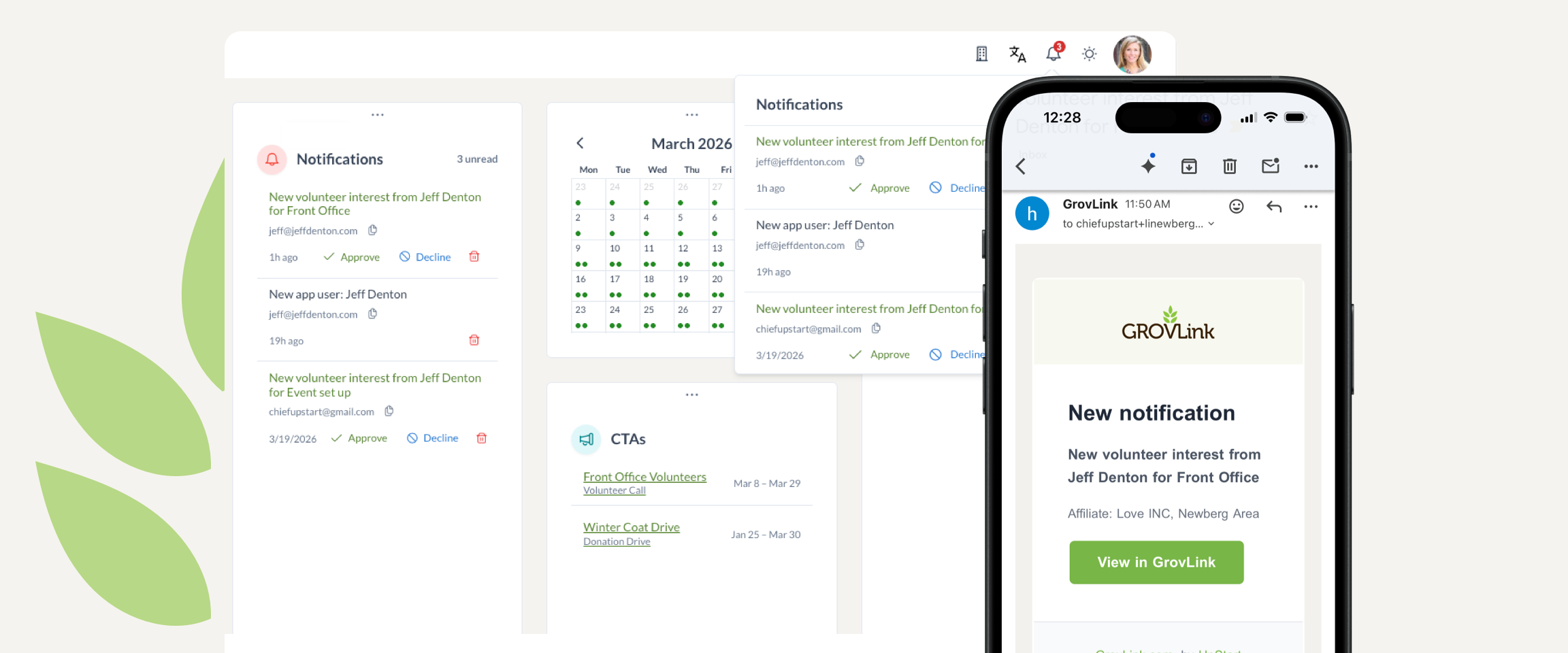 Volunteer requests that connect both sides