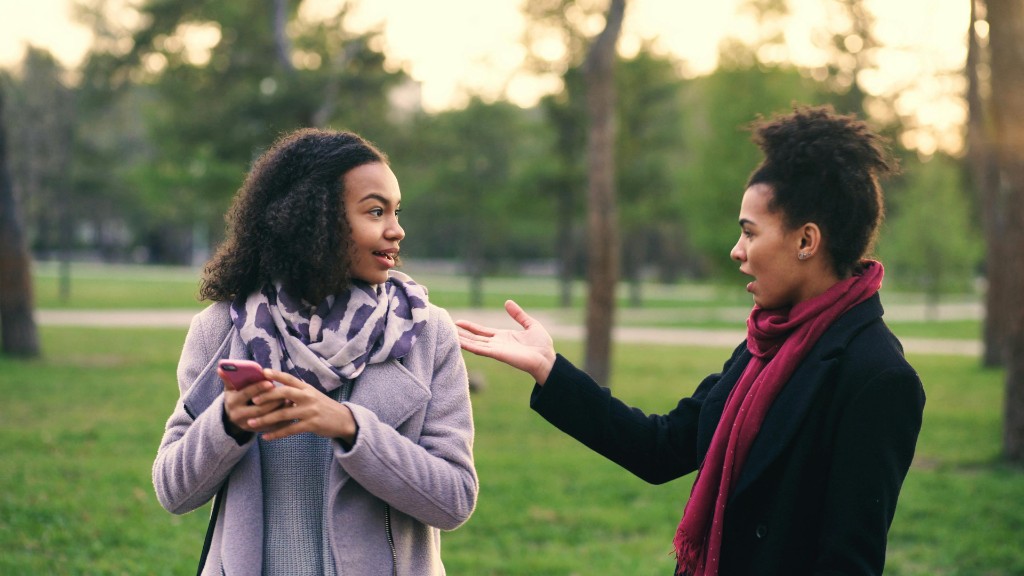 Two women sharing a conversation in a park