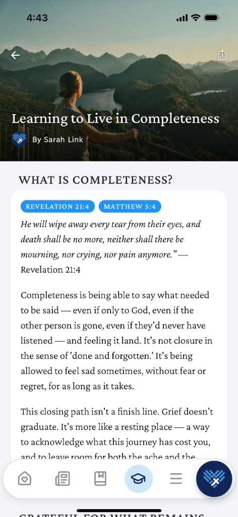 Love INC learning article on grief and completeness