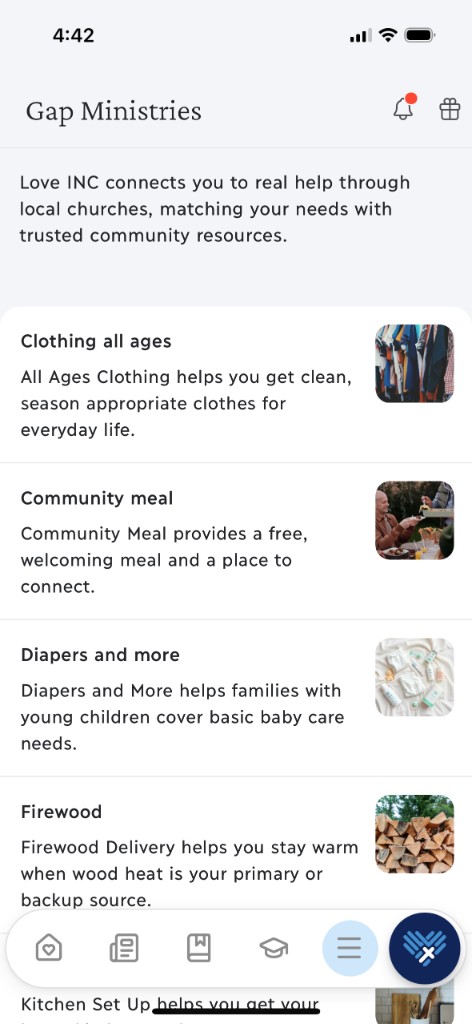 Love INC Gap Ministries services list